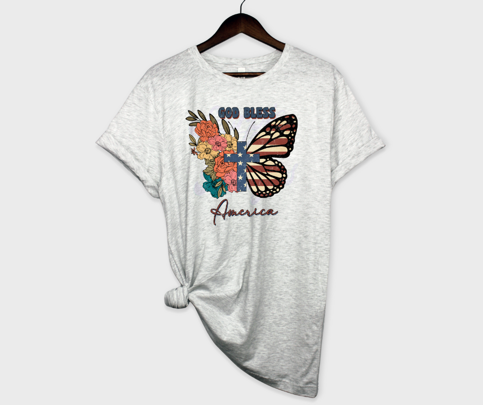 God Bless America Butterfly (Pastel) DTF Transfer Scorpio 65 Designs