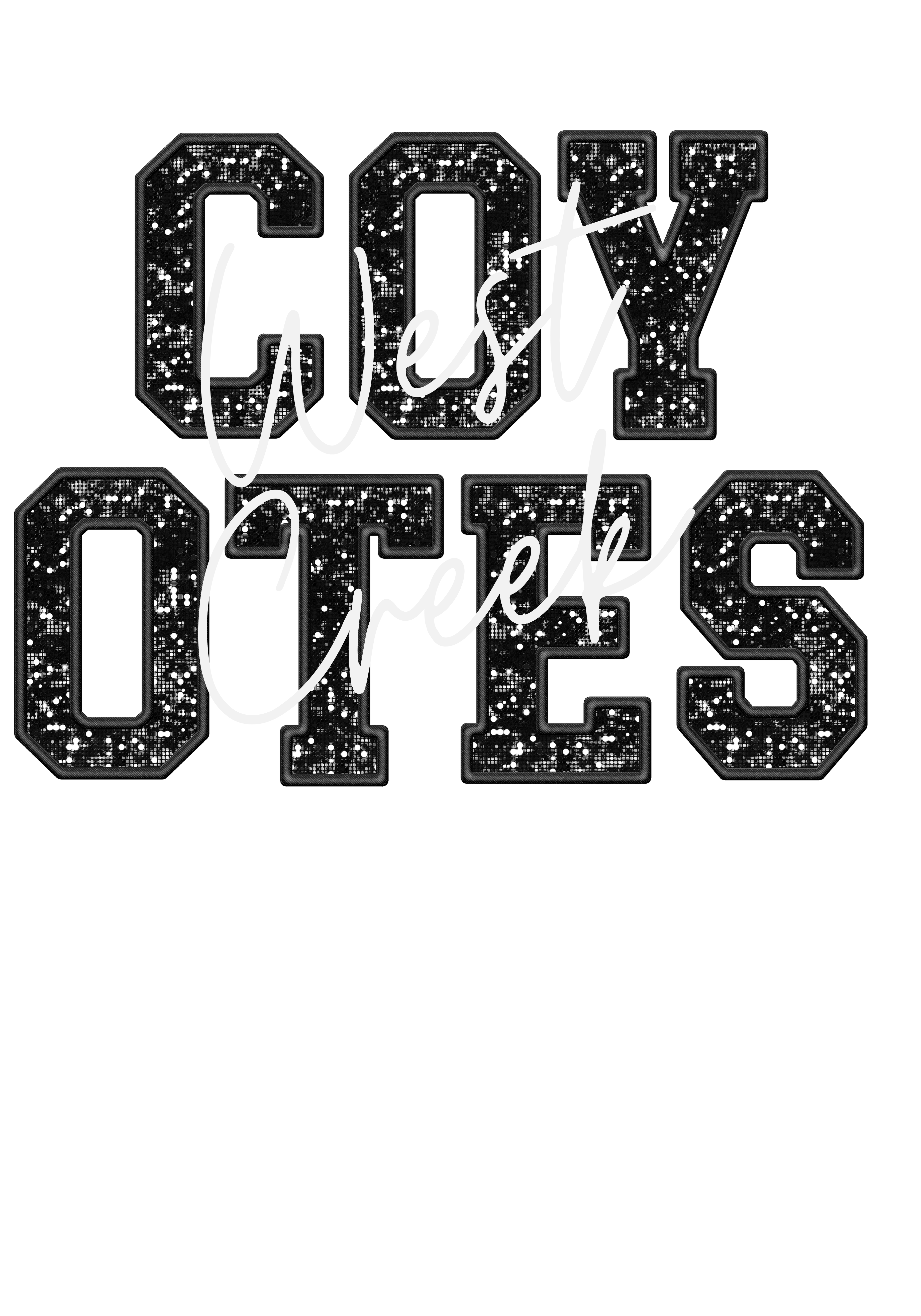 West Creek Black Sequence Letters - White Words Scorpio 65 Designs