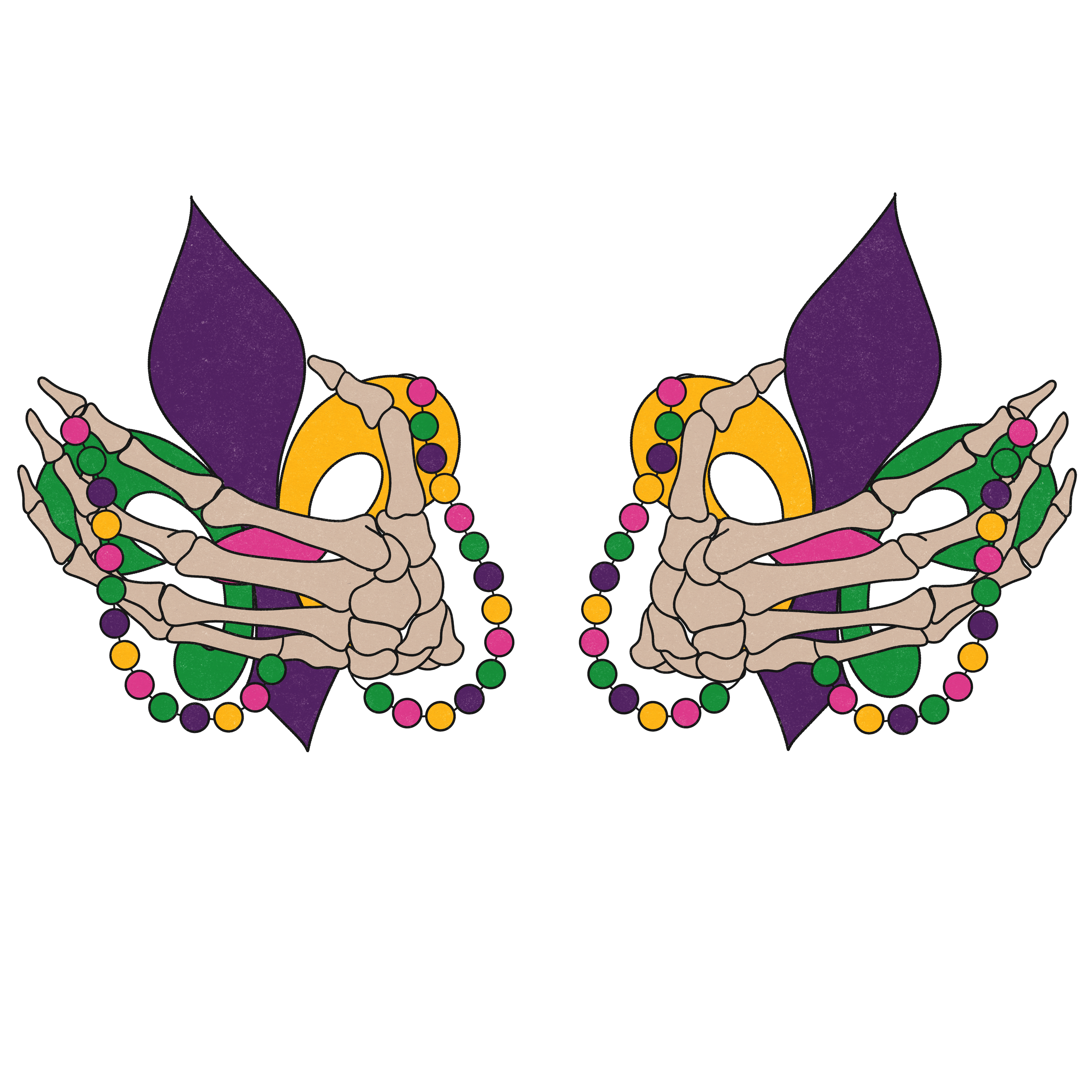 Mardi Gras skeleton hands top Scorpio 65 Designs
