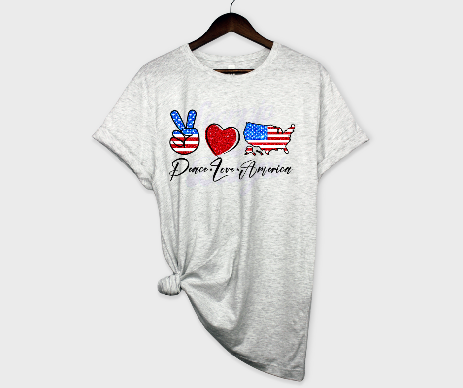Peace Love America (Glitter) DTF Transfer Scorpio 65 Designs