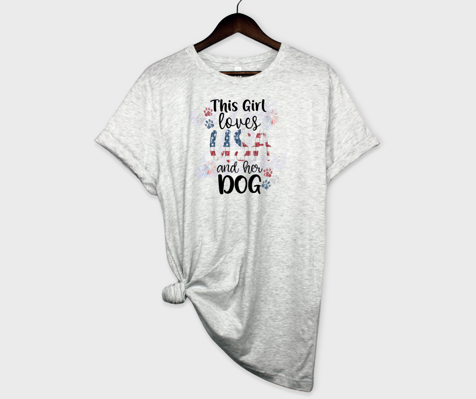 This Girl Loves USA and Her Dog DTF Transfer Scorpio 65 Designs