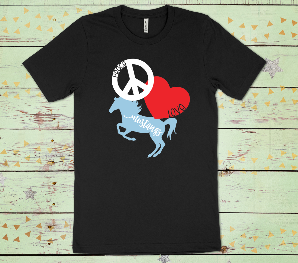 Mustangs - Peace - Love Shirt Scorpio 65 Designs