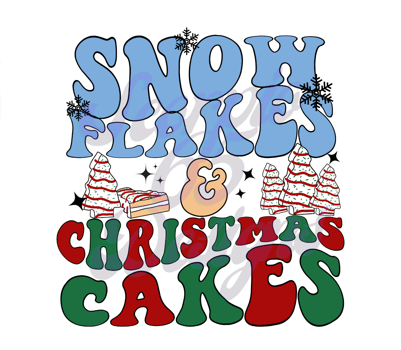 Snow Flakes & Christmas Cakes DTF Transfers Scorpio 65 Designs
