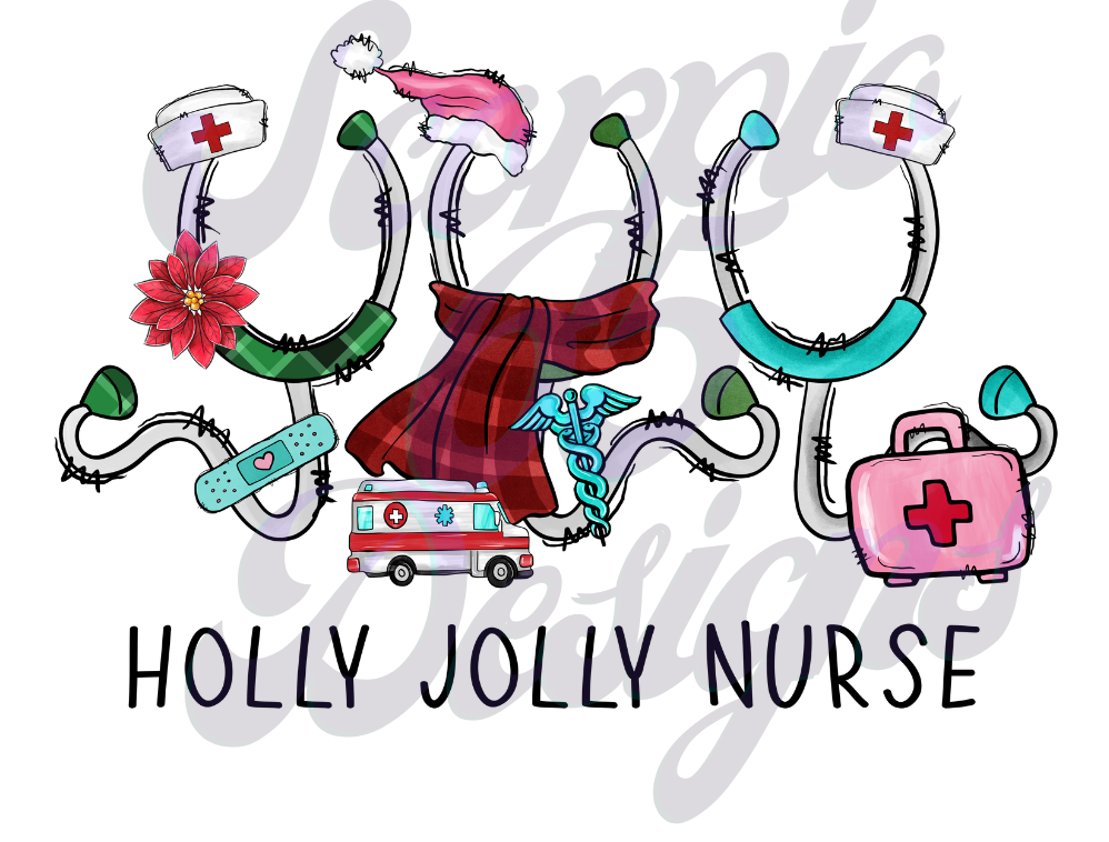 Holly Jolly Nurse DTF Transfers Scorpio 65 Designs