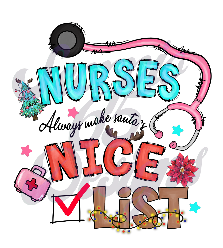 Nurses Are Always On The Nice List DTF Transfers Scorpio 65 Designs
