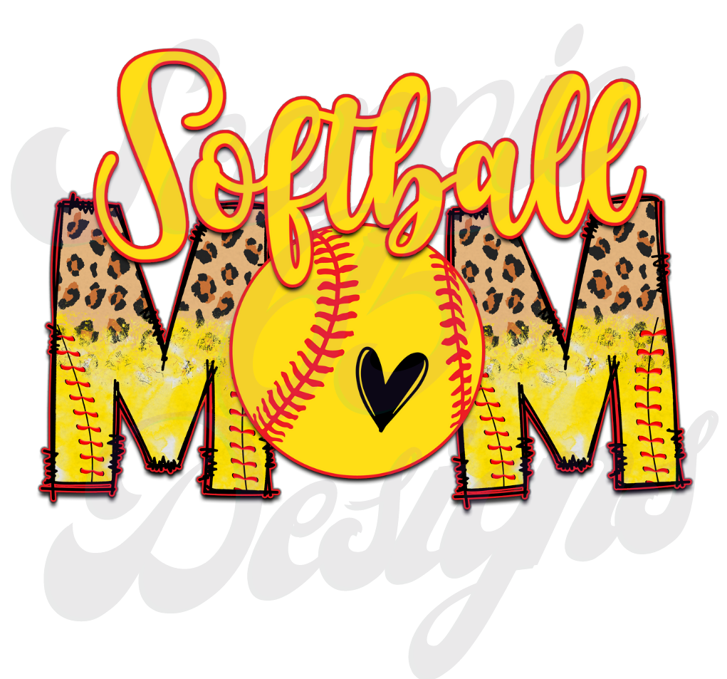 Bold Softball Mom Leopard DTF Transfers Scorpio 65 Designs