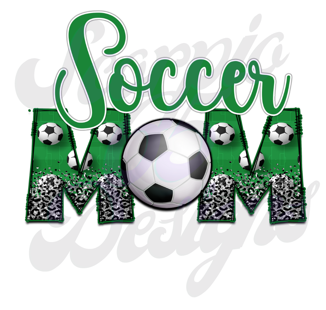 Green Soccer Mom DTF Transfers Scorpio 65 Designs