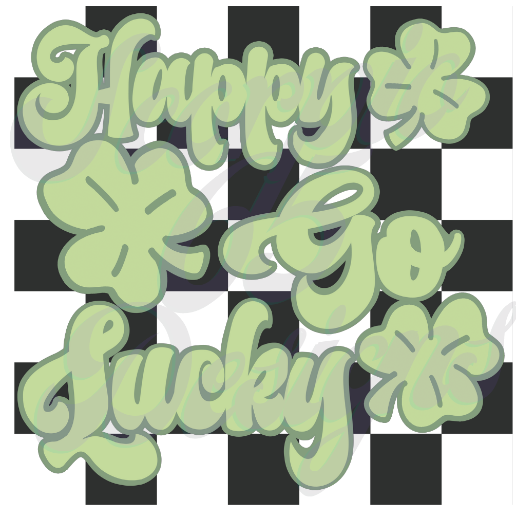 Happy Go Lucky Checkerboard DTF Transfers Scorpio 65 Designs