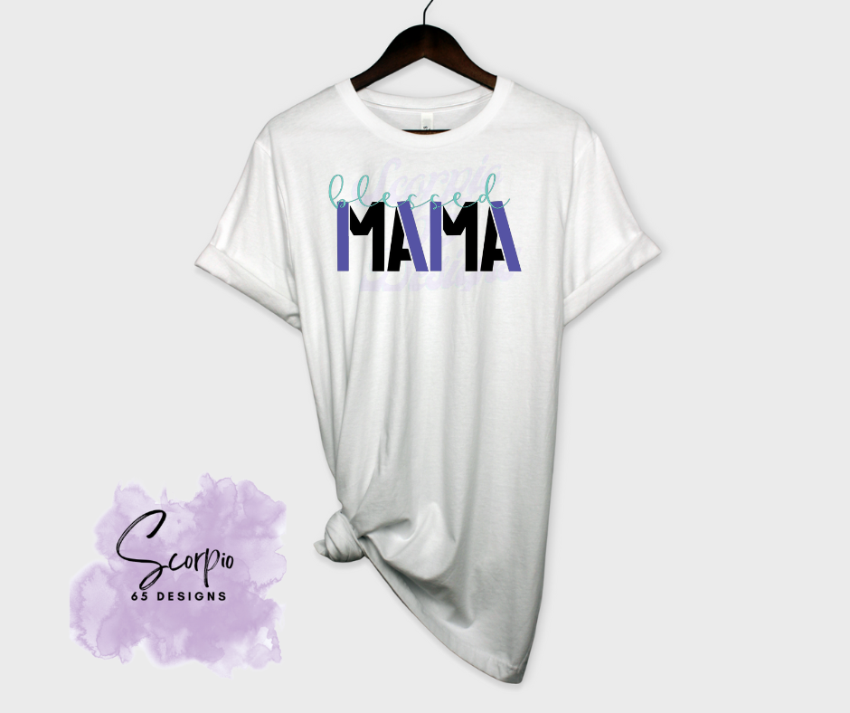 Blessed Mama (Purple & Black) DTF Transfer Scorpio 65 Designs
