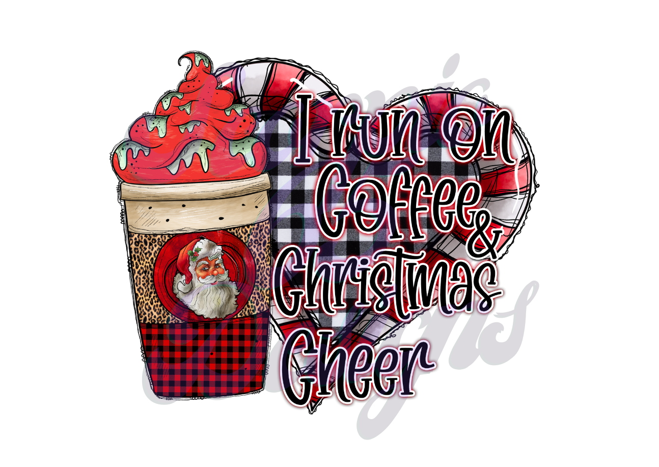 I Run On Coffee & Christmas Cheer DTF Transfers Scorpio 65 Designs