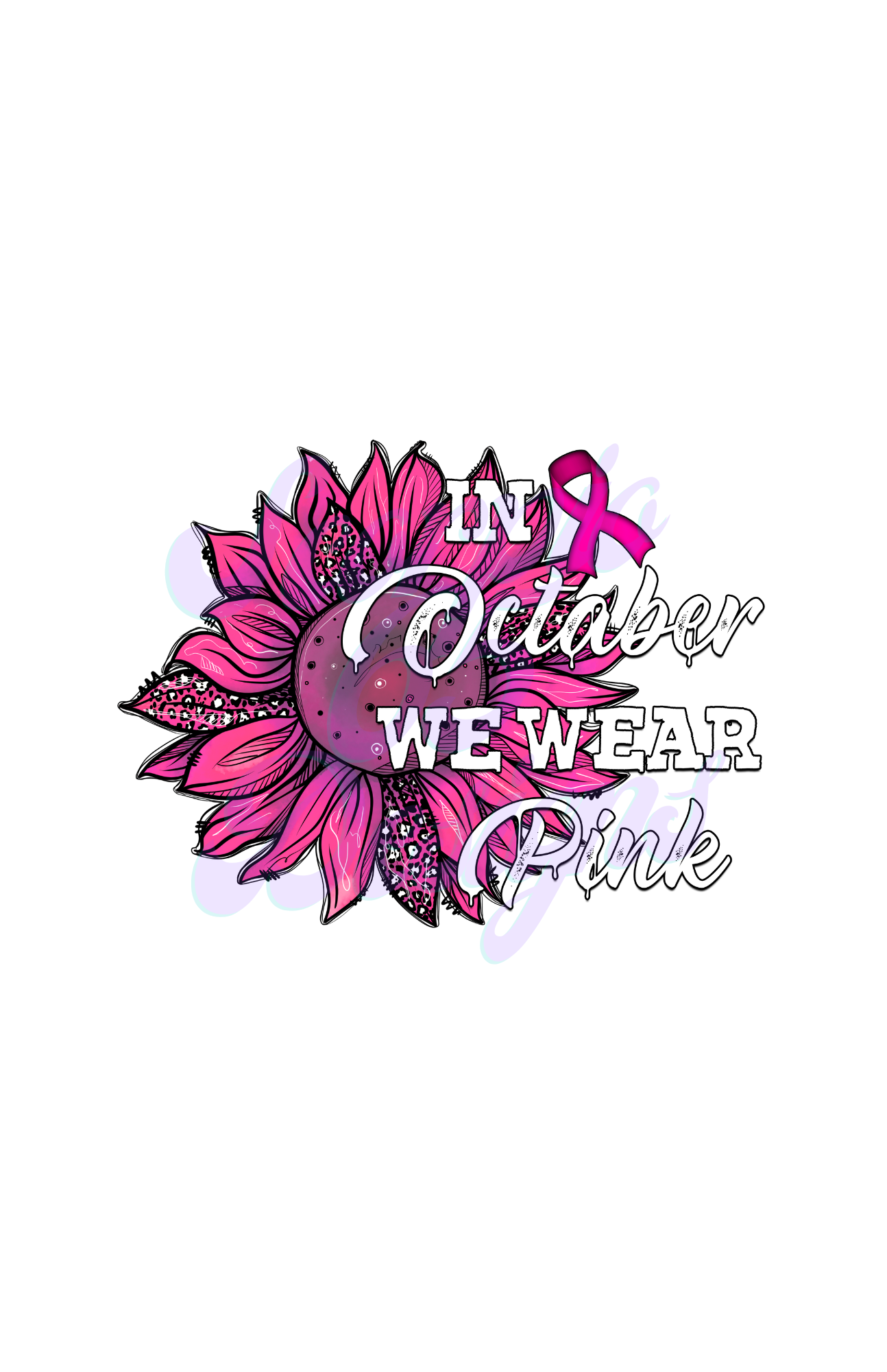 In October We Wear Pink Sunflower DTF Transfers Scorpio 65 Designs