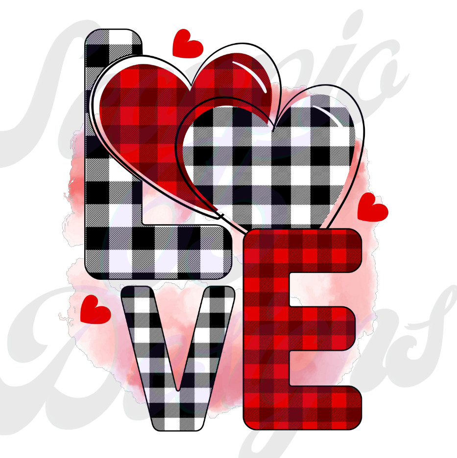 Love Plaid with Pink Background DTF Transfers Scorpio 65 Designs