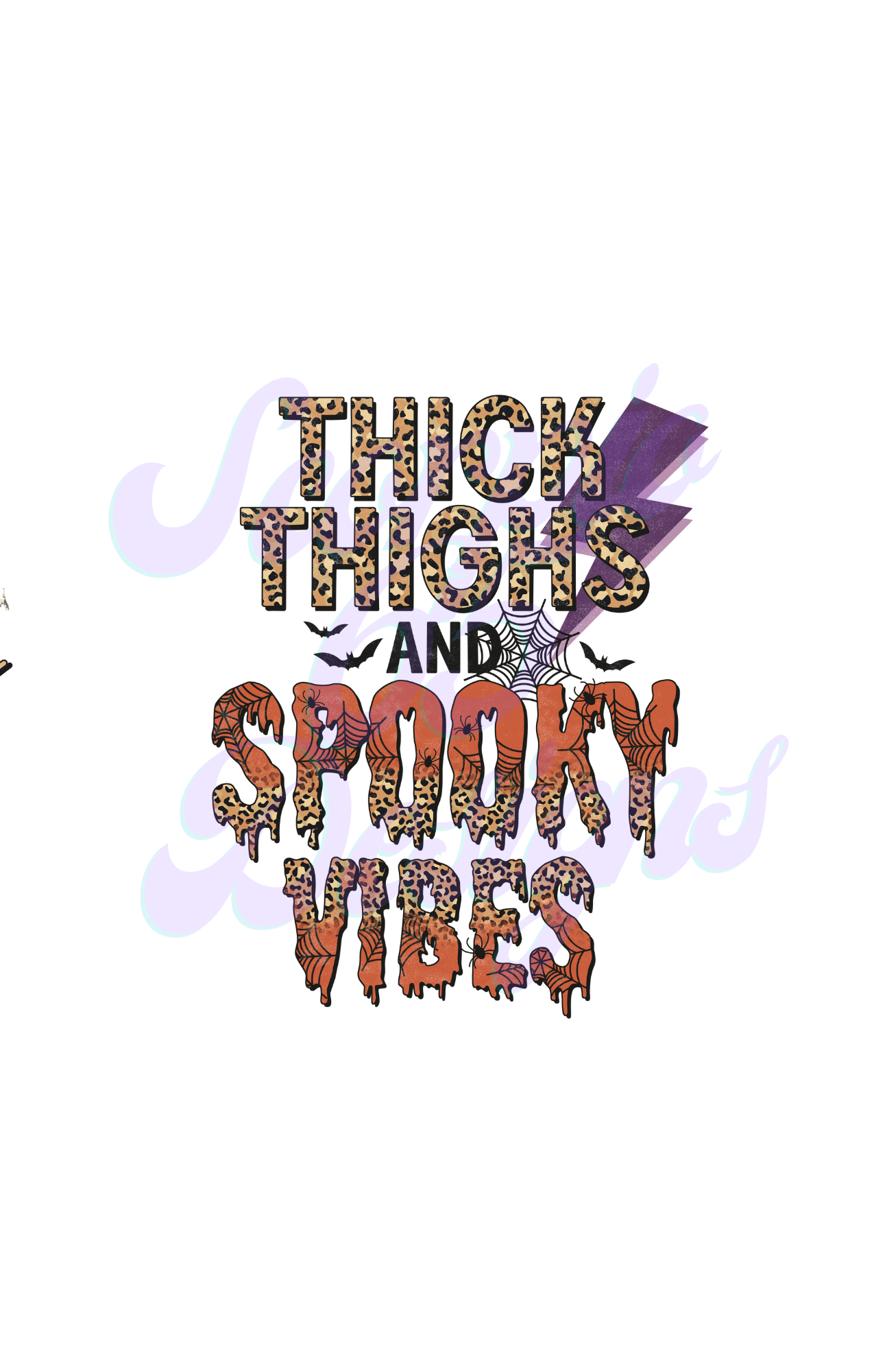 Thick Thighs and Spooky Vibes DTF Transfers Scorpio 65 Designs